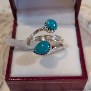 Sterling Silver Sleeping Beauty Double Stone Bypass Ring